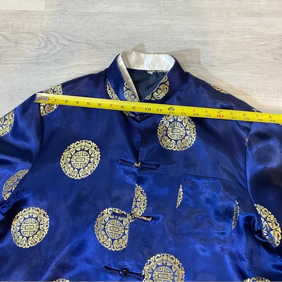Vintage Asian Smoking Jacket Embroidered Dragon 🐉 - Picture 10 of 16